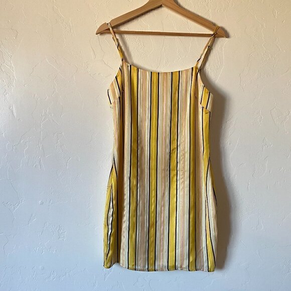 Superdown Revolve Stripe Sheath Dress Metallic Yellow Pink - Picture 3 of 11